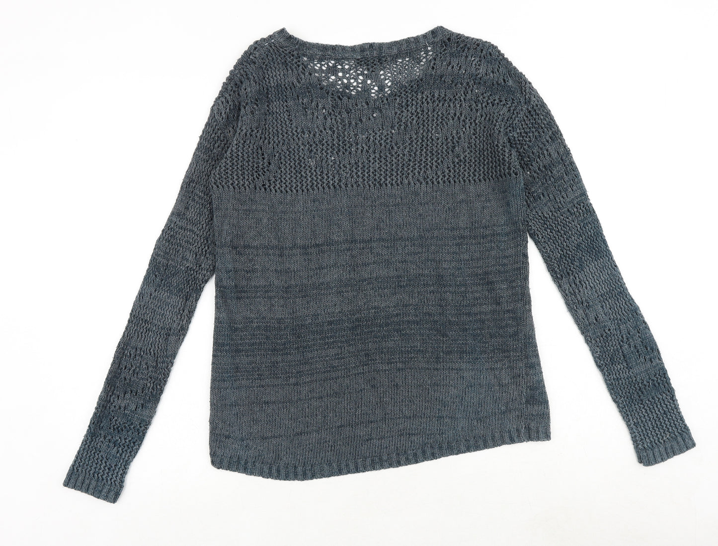 Warehouse Womens Blue Round Neck Polyester Pullover Jumper Size 8