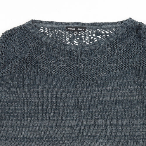 Warehouse Womens Blue Round Neck Polyester Pullover Jumper Size 8