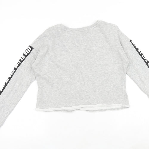 H&M Girls Grey Cotton Pullover Sweatshirt Size 12-13 Years Pullover - Lips Motif