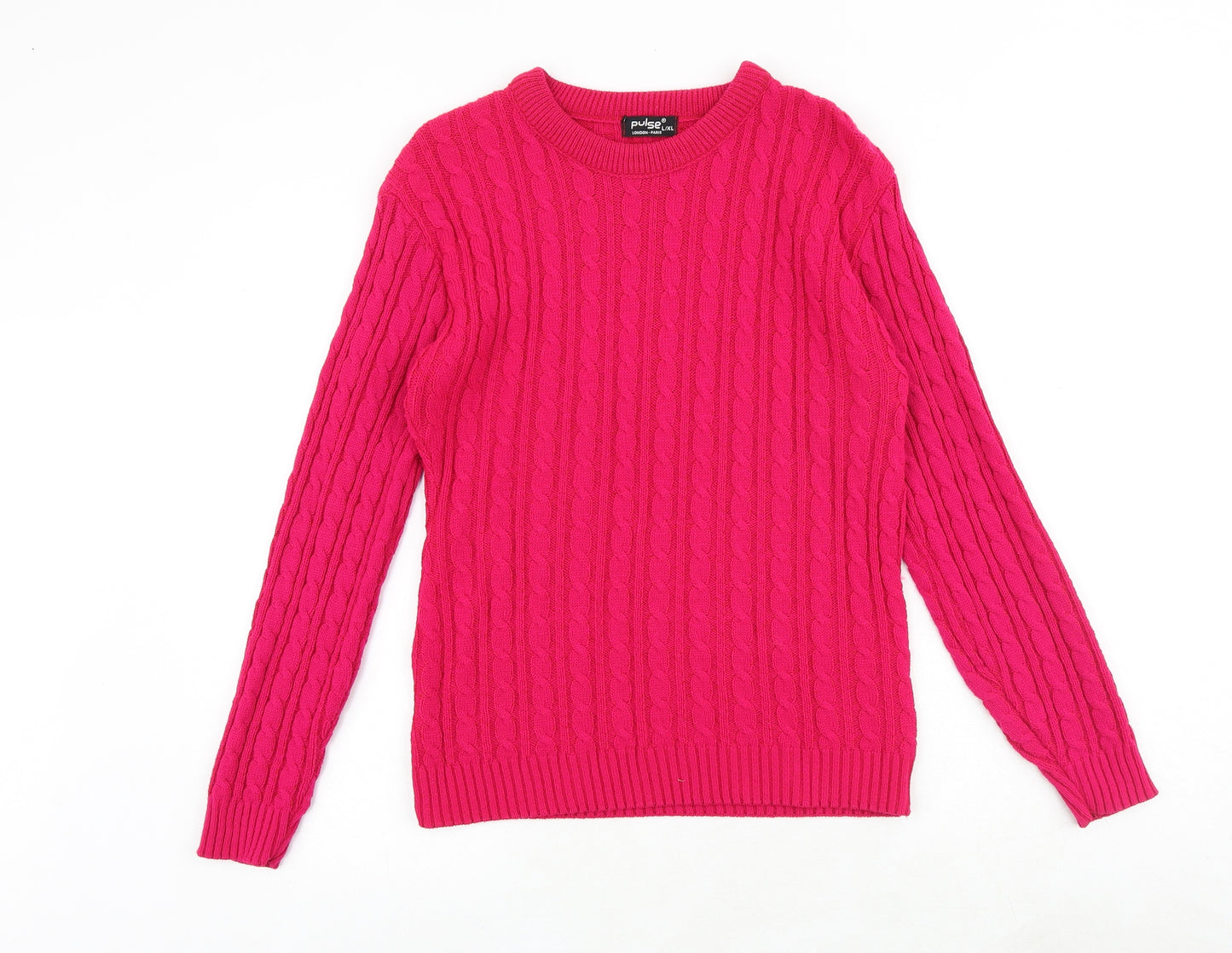 Pulse Womens Pink Round Neck Acrylic Pullover Jumper Size L - Size L-XL