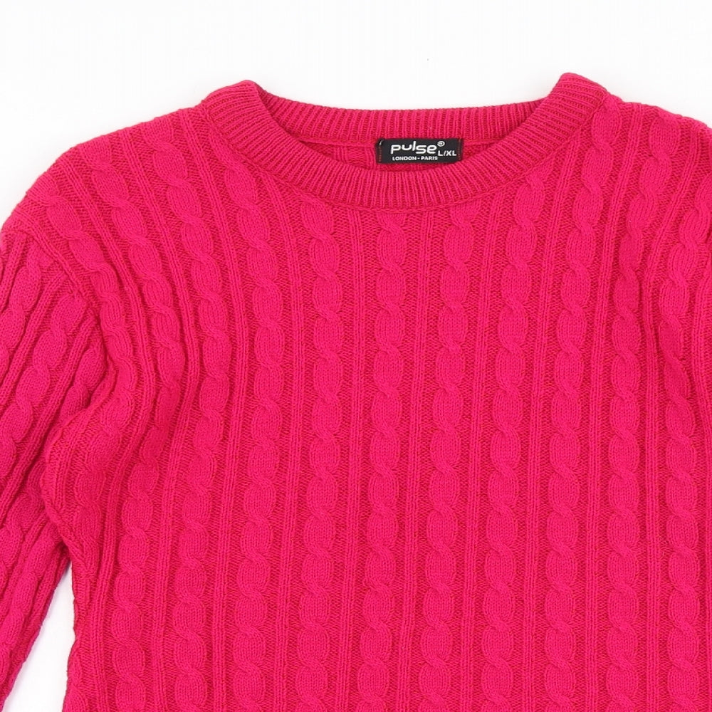 Pulse Womens Pink Round Neck Acrylic Pullover Jumper Size L - Size L-XL