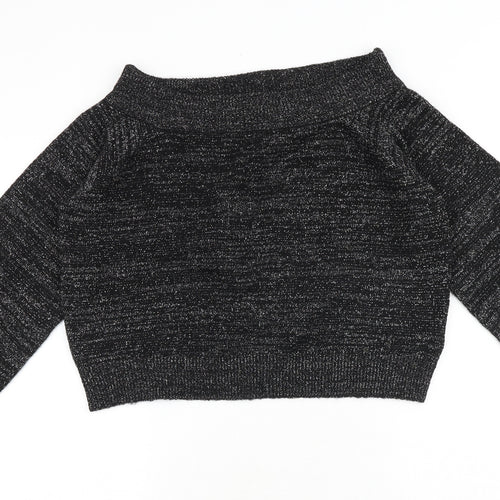H&M Womens Black Boat Neck Acrylic Pullover Jumper Size M