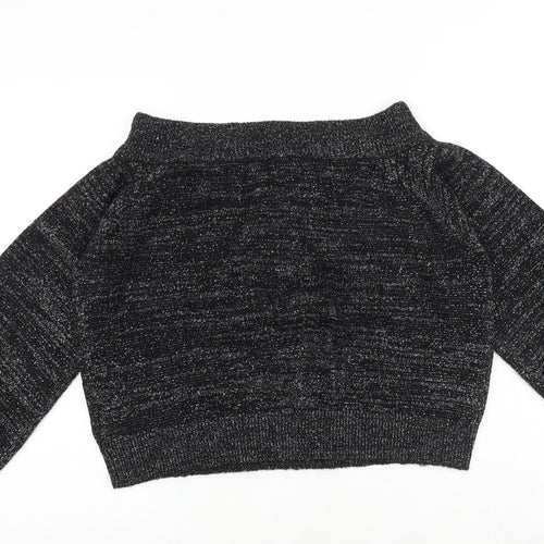 H&M Womens Black Boat Neck Acrylic Pullover Jumper Size M