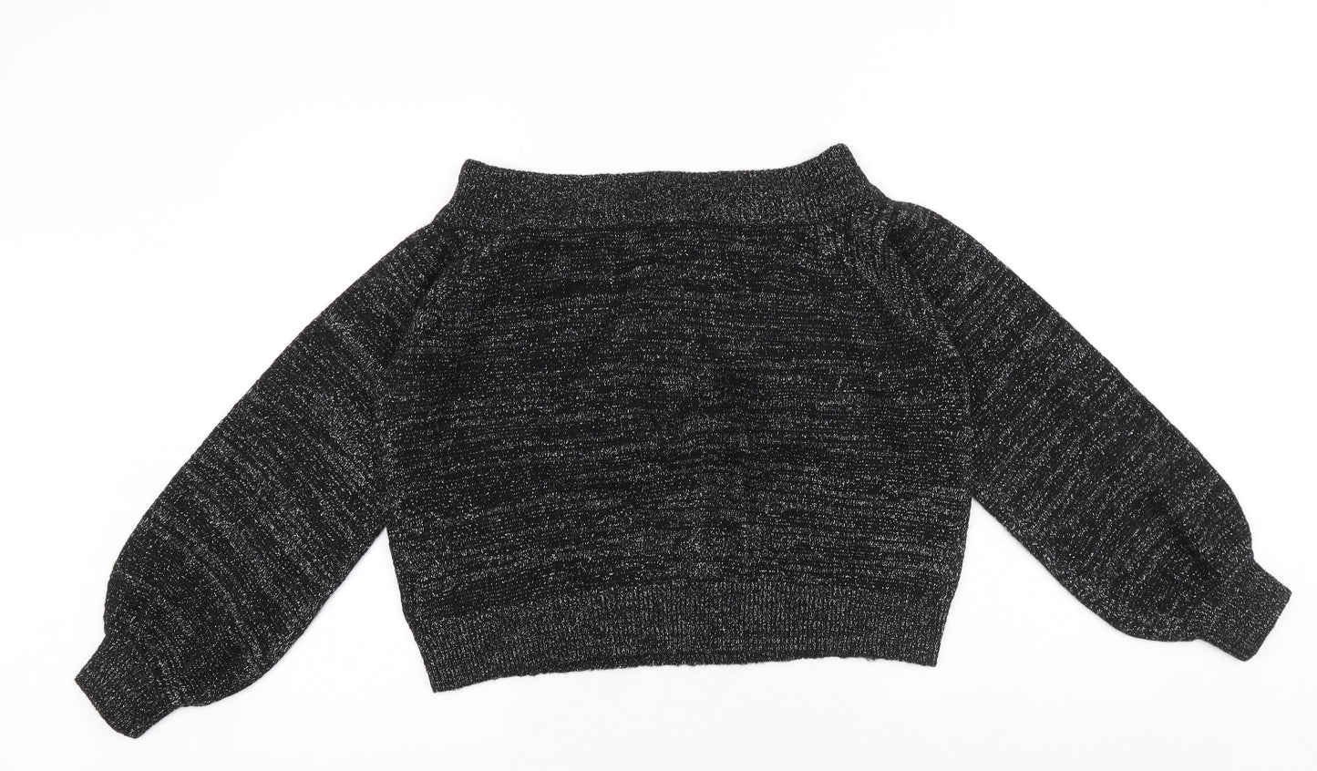H&M Womens Black Boat Neck Acrylic Pullover Jumper Size M