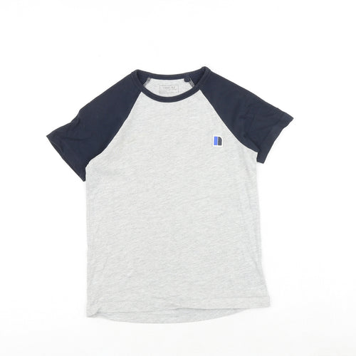 NEXT Boys Grey Colourblock Cotton Pullover T-Shirt Size 6 Years Round Neck Pullover