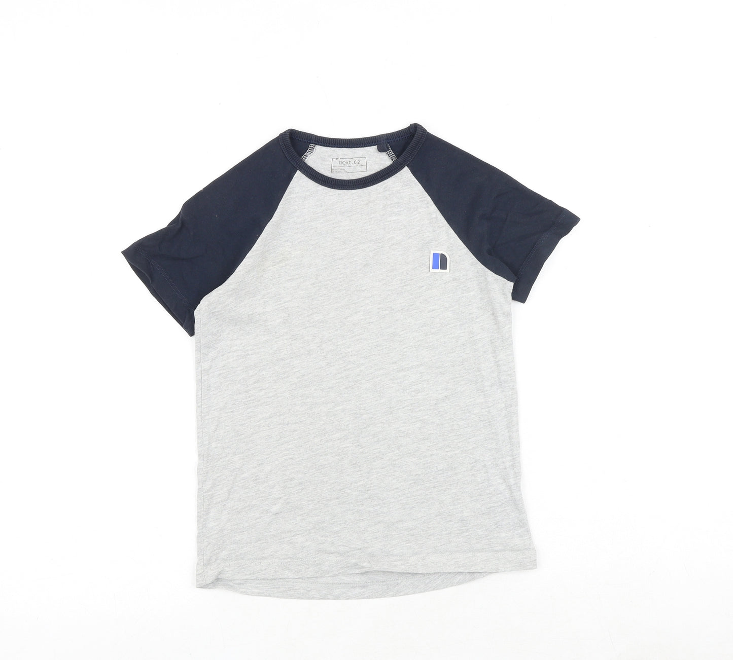 NEXT Boys Grey Colourblock Cotton Pullover T-Shirt Size 6 Years Round Neck Pullover