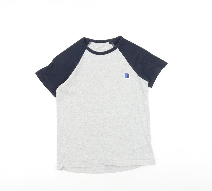 NEXT Boys Grey Colourblock Cotton Pullover T-Shirt Size 6 Years Round Neck Pullover