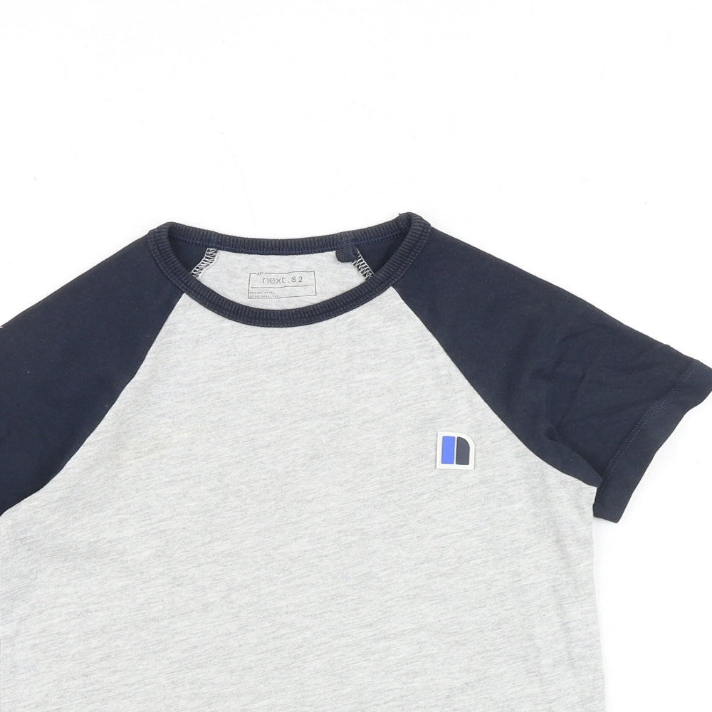 NEXT Boys Grey Colourblock Cotton Pullover T-Shirt Size 6 Years Round Neck Pullover