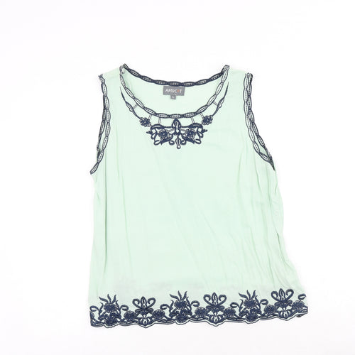 Apricot Womens Green Cotton Basic Tank Size L Round Neck