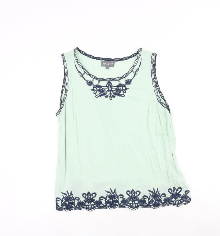 Apricot Womens Green Cotton Basic Tank Size L Round Neck