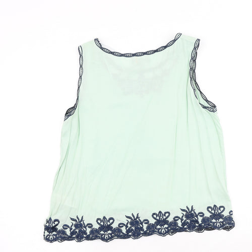 Apricot Womens Green Cotton Basic Tank Size L Round Neck