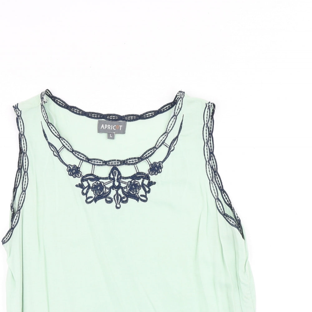 Apricot Womens Green Cotton Basic Tank Size L Round Neck