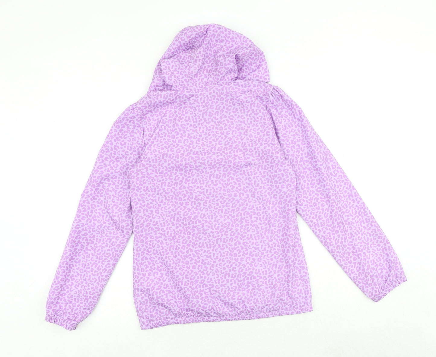 Lisa Rose Girls Purple Animal Print Windbreaker Jacket Size 12-13 Years Zip - Leopard Print