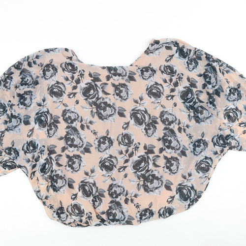 Select Womens Pink Floral Polyester Basic Blouse Size 8 Round Neck