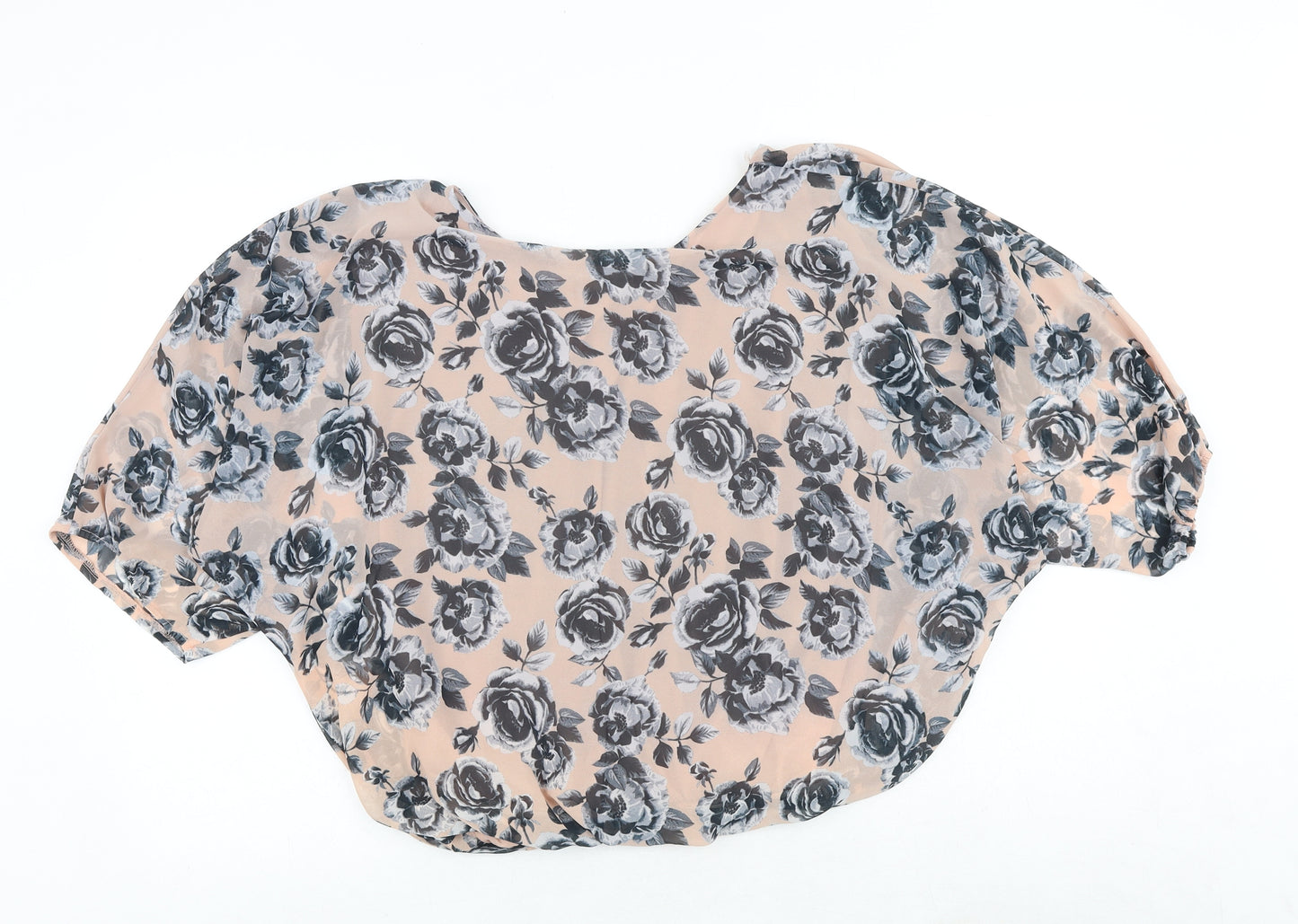 Select Womens Pink Floral Polyester Basic Blouse Size 8 Round Neck