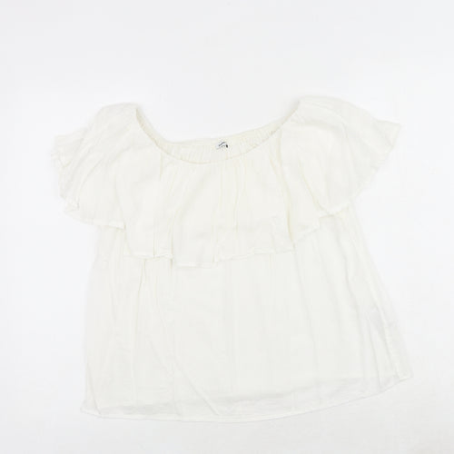 Pimkie Womens White Modacrylic Basic Blouse Size M Round Neck