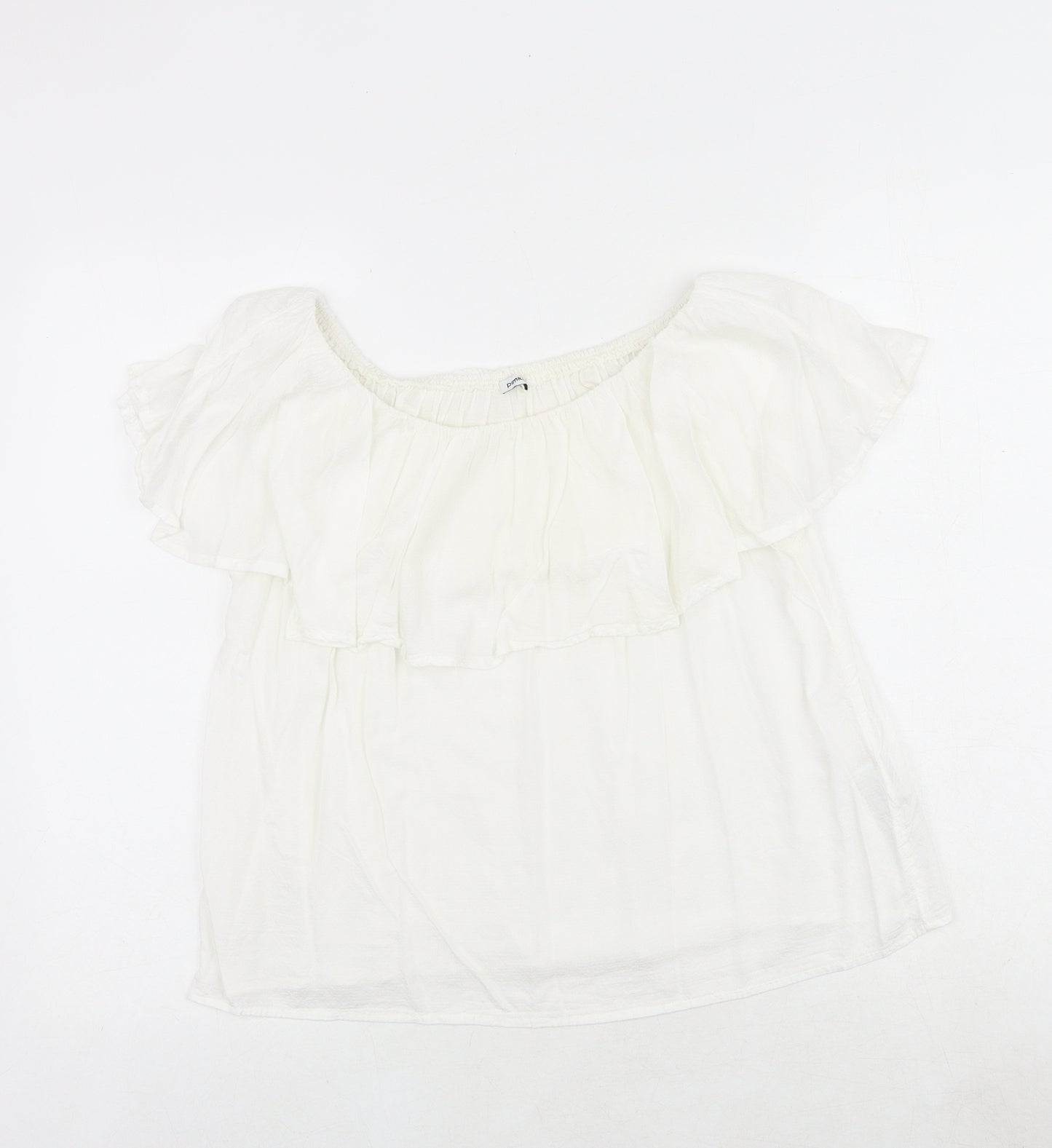 Pimkie Womens White Modacrylic Basic Blouse Size M Round Neck