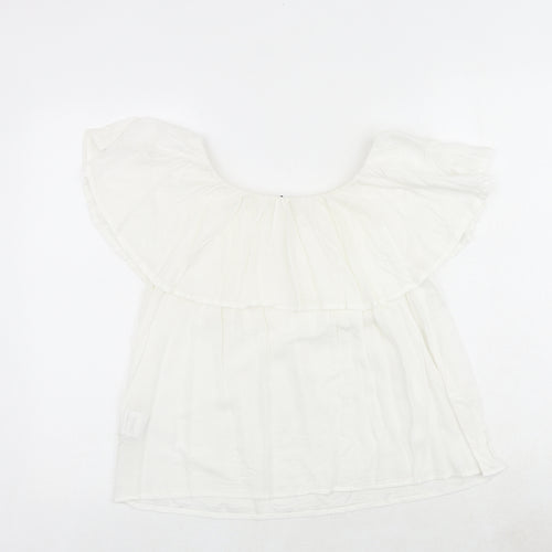 Pimkie Womens White Modacrylic Basic Blouse Size M Round Neck
