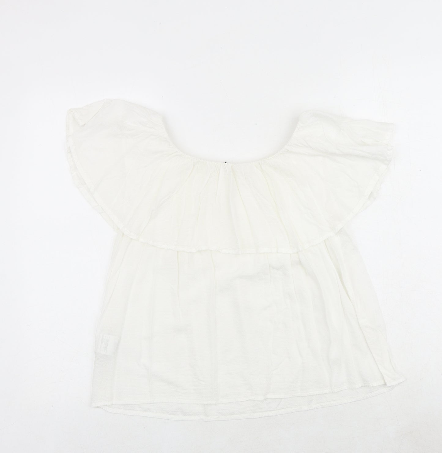 Pimkie Womens White Modacrylic Basic Blouse Size M Round Neck