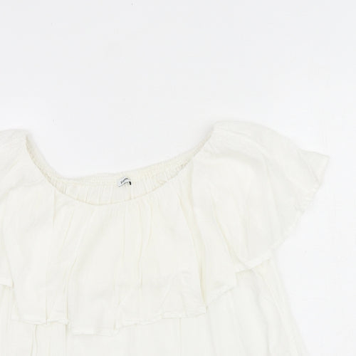 Pimkie Womens White Modacrylic Basic Blouse Size M Round Neck