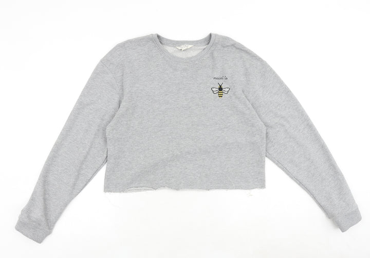 Miss Selfridge Womens Grey Polyester Pullover Sweatshirt Size 10 Pullover - Meant to Bee