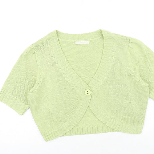 Marks and Spencer Womens Green V-Neck Acrylic Shrug Jumper Size 18