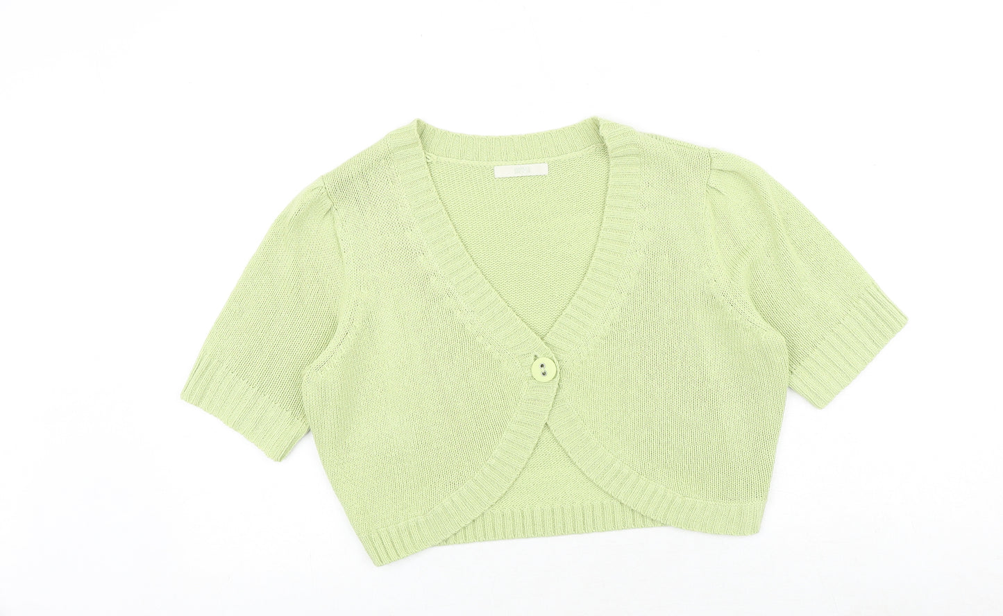 Marks and Spencer Womens Green V-Neck Acrylic Shrug Jumper Size 18