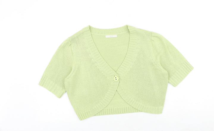 Marks and Spencer Womens Green V-Neck Acrylic Shrug Jumper Size 18