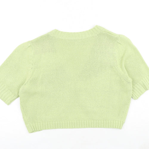 Marks and Spencer Womens Green V-Neck Acrylic Shrug Jumper Size 18