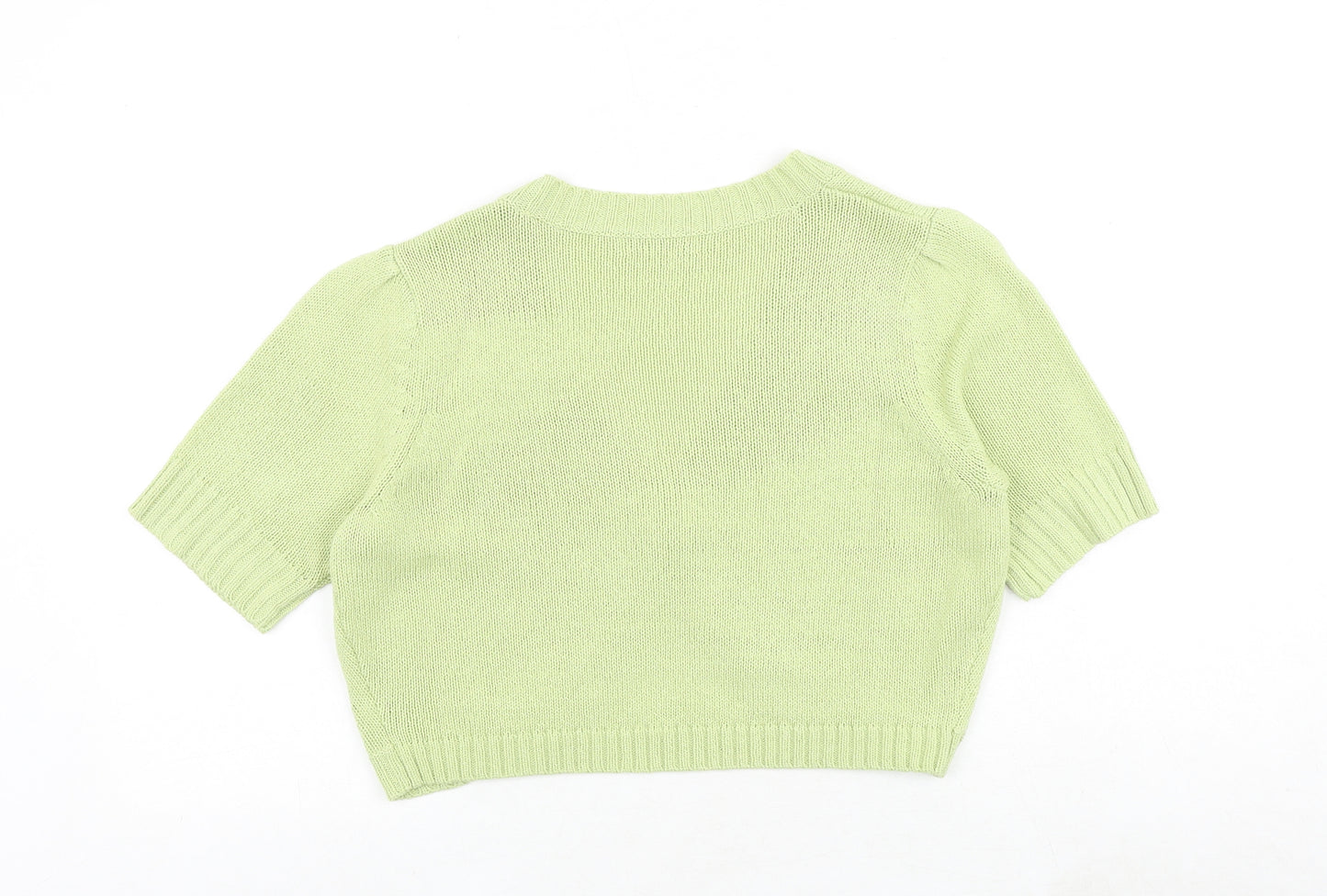 Marks and Spencer Womens Green V-Neck Acrylic Shrug Jumper Size 18