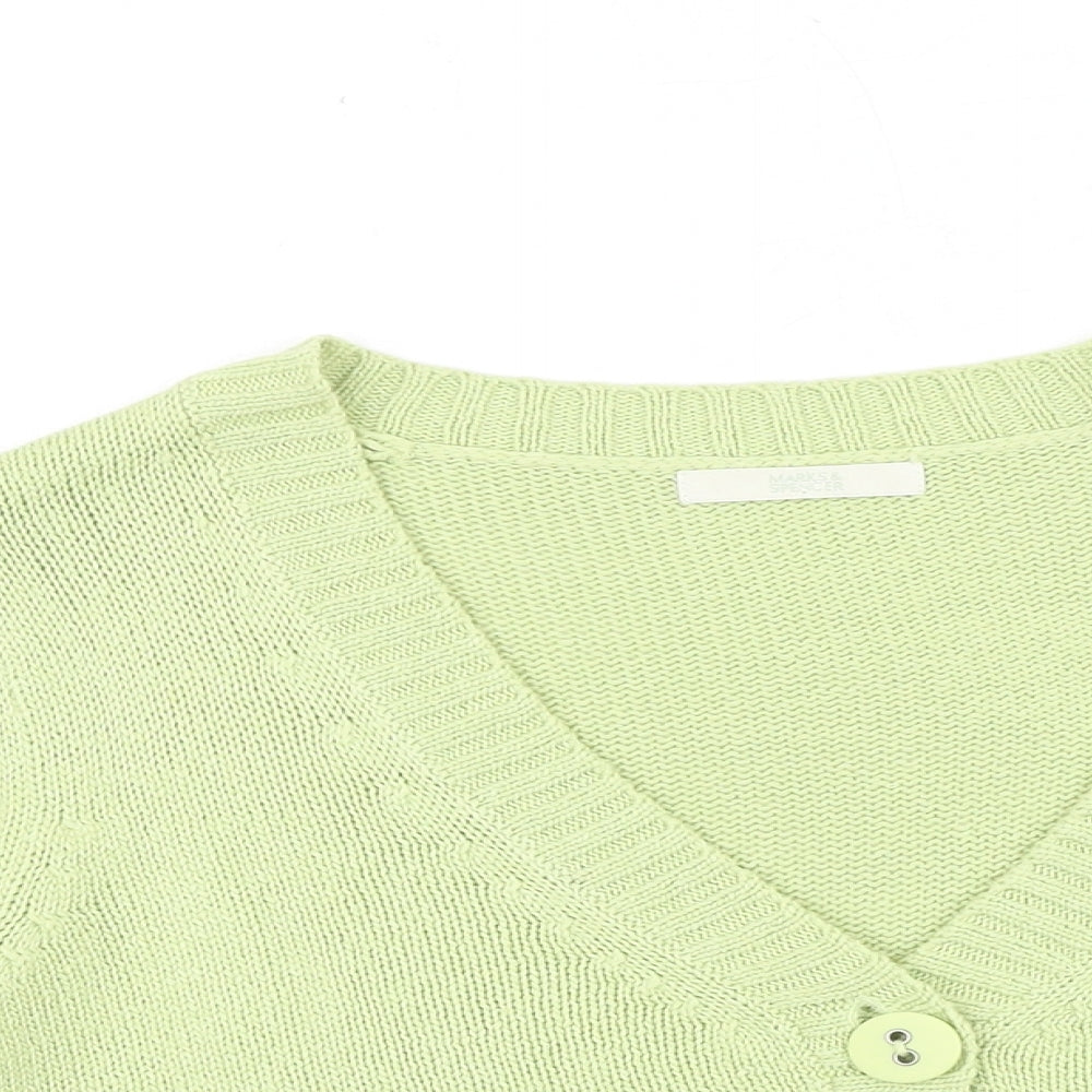 Marks and Spencer Womens Green V-Neck Acrylic Shrug Jumper Size 18