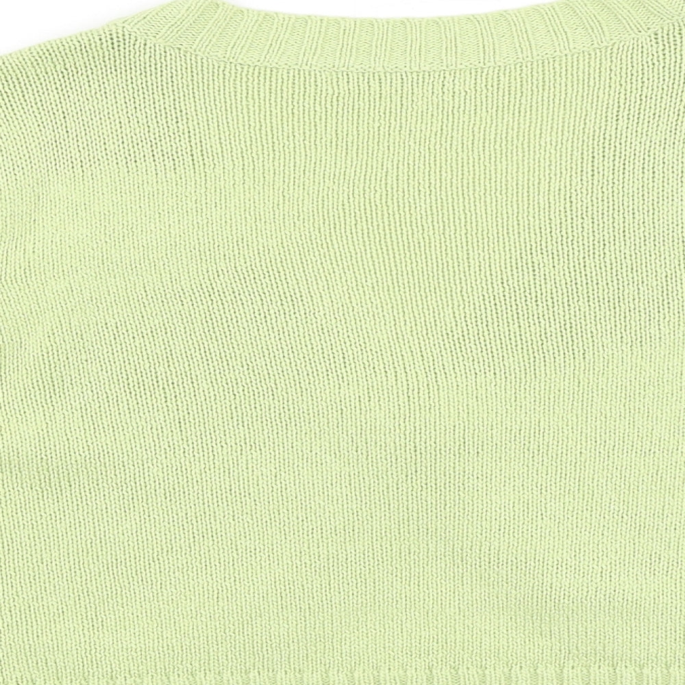 Marks and Spencer Womens Green V-Neck Acrylic Shrug Jumper Size 18