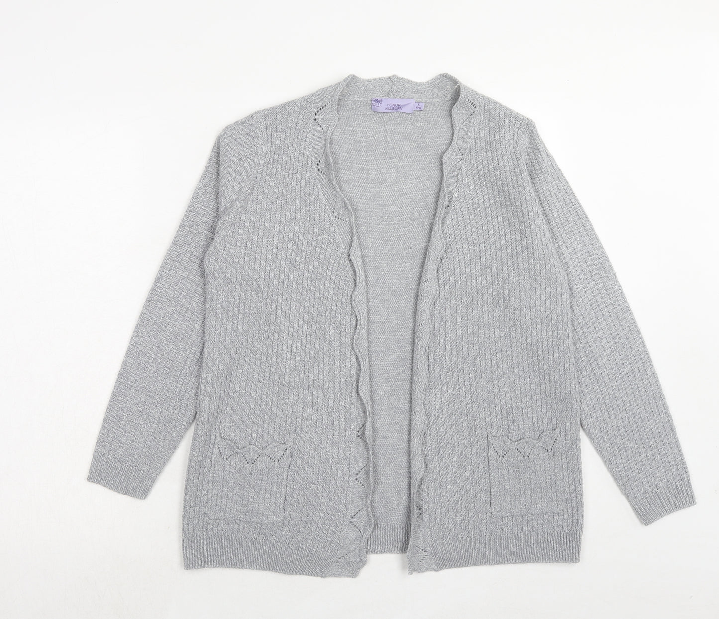 EWM Womens Grey V-Neck Acrylic Cardigan Jumper Size S - Size 10-12