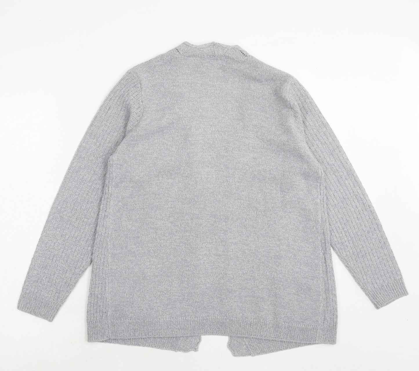 EWM Womens Grey V-Neck Acrylic Cardigan Jumper Size S - Size 10-12