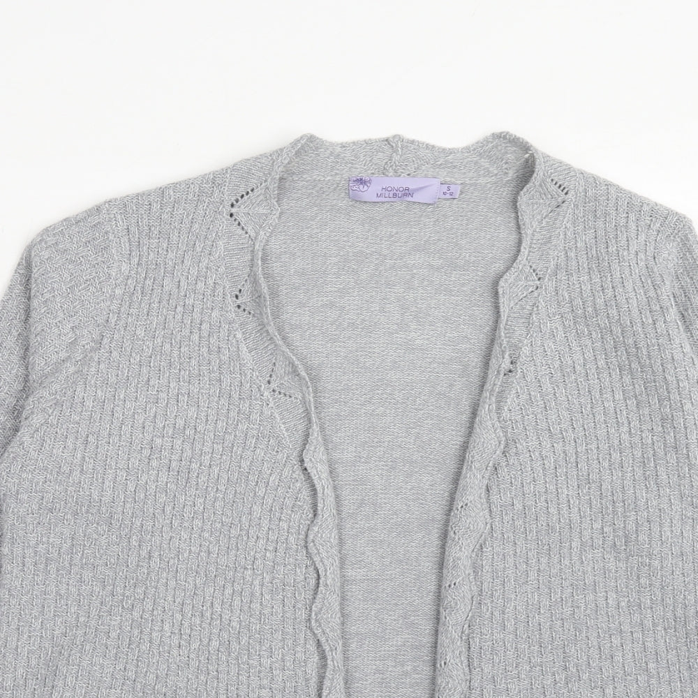 EWM Womens Grey V-Neck Acrylic Cardigan Jumper Size S - Size 10-12