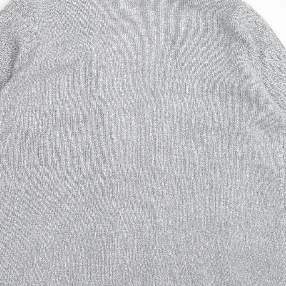 EWM Womens Grey V-Neck Acrylic Cardigan Jumper Size S - Size 10-12