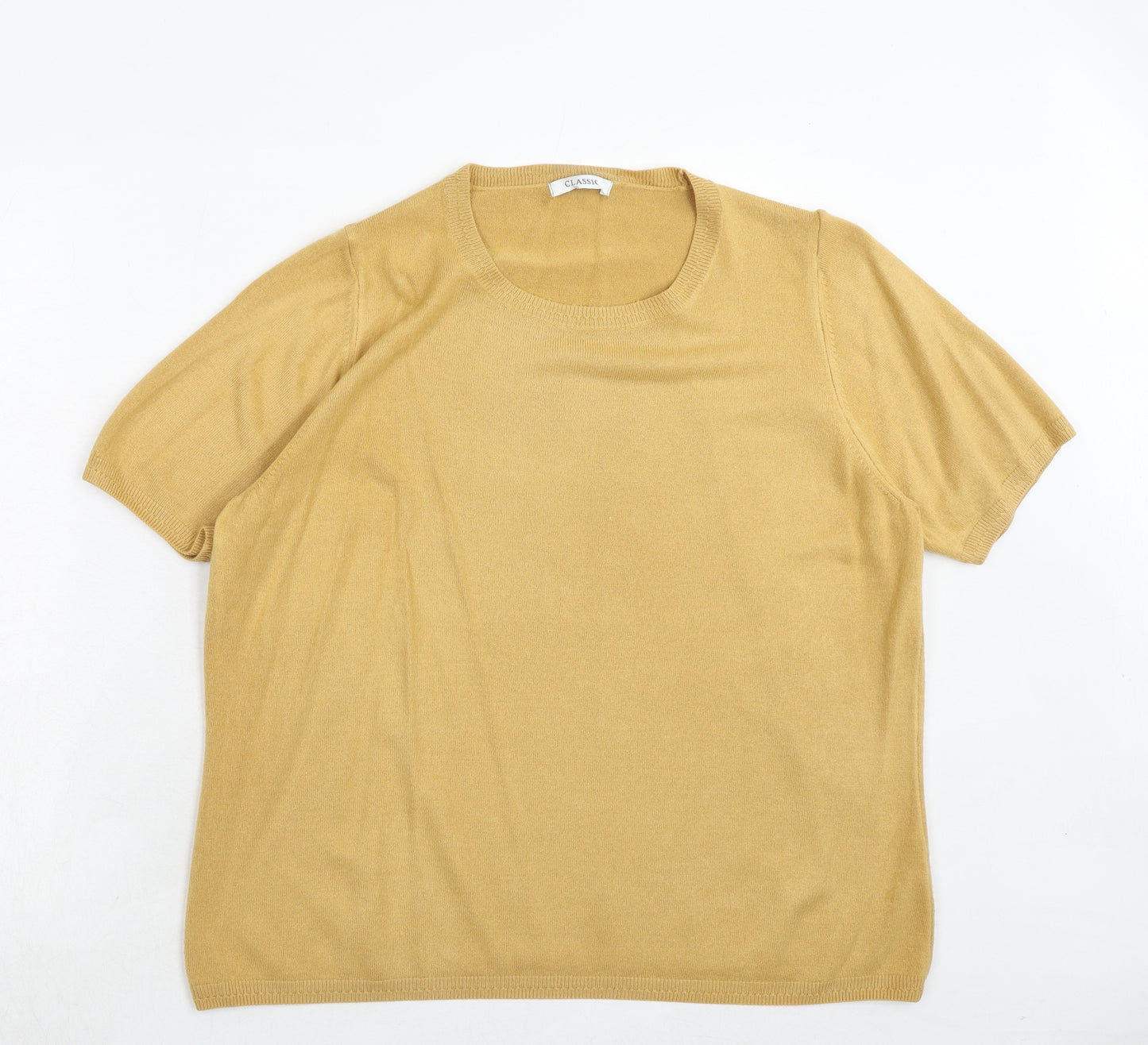 Marks and Spencer Womens Yellow Round Neck Acrylic Pullover Jumper Size 20