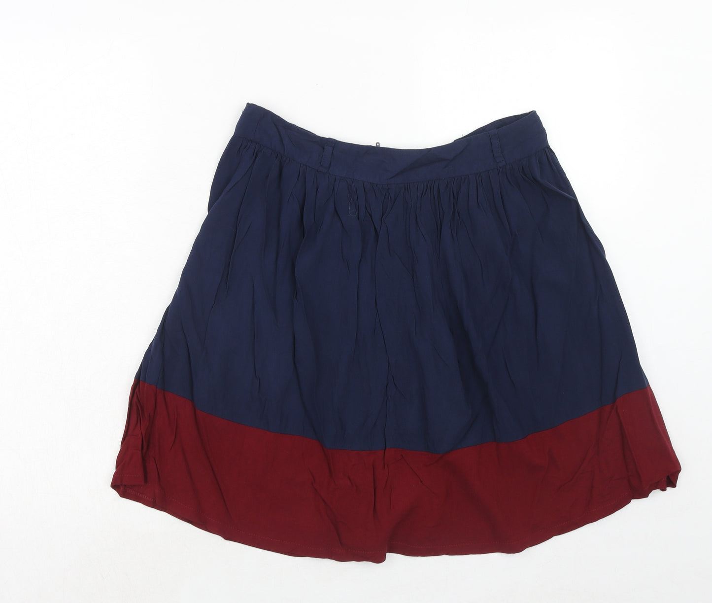 New Look Womens Blue Viscose Skater Skirt Size 12 Zip