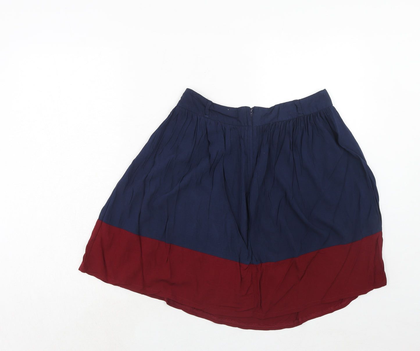 New Look Womens Blue Viscose Skater Skirt Size 12 Zip