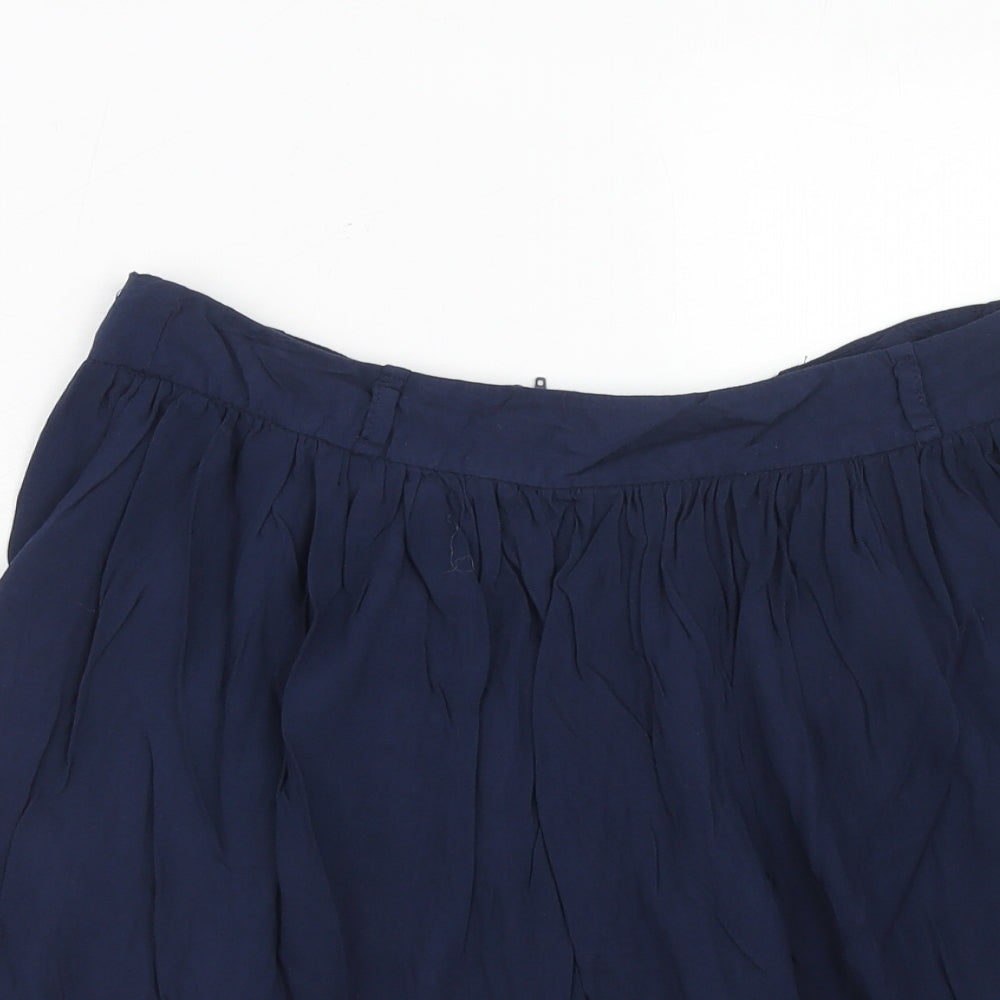 New Look Womens Blue Viscose Skater Skirt Size 12 Zip