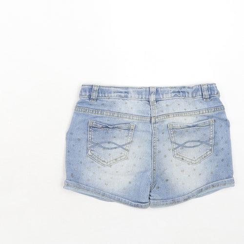 NEXT Girls Blue Polka Dot Cotton Boyfriend Shorts Size 9 Years Regular Zip