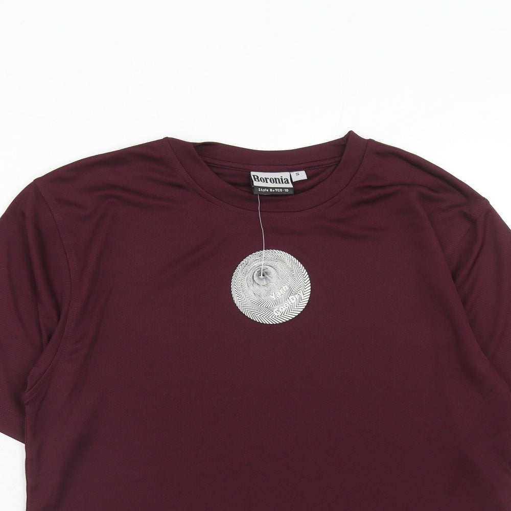 Boronia Mens Red Polyester Pullover T-Shirt Size S Crew Neck Pullover