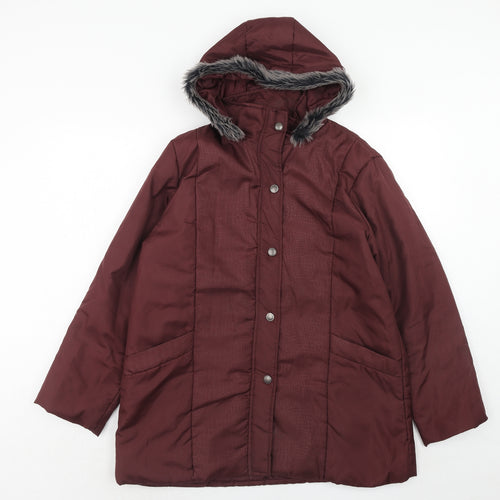 Anne De Lancay Womens Red Parka Coat Size M Zip