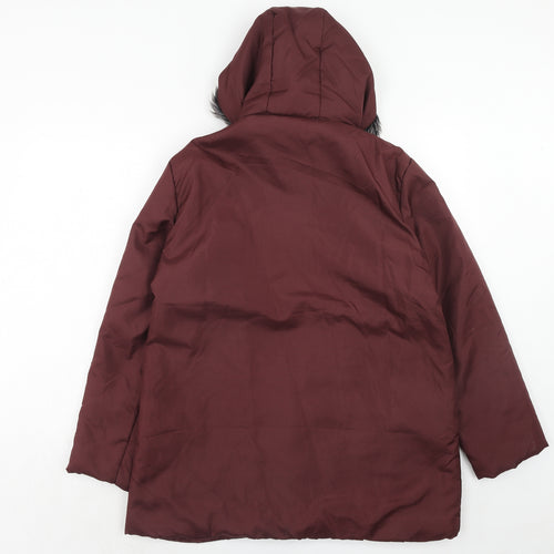 Anne De Lancay Womens Red Parka Coat Size M Zip
