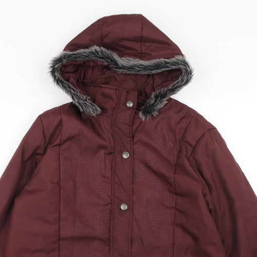 Anne De Lancay Womens Red Parka Coat Size M Zip