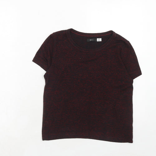 BDG Womens Red Geometric Viscose Basic T-Shirt Size S Round Neck