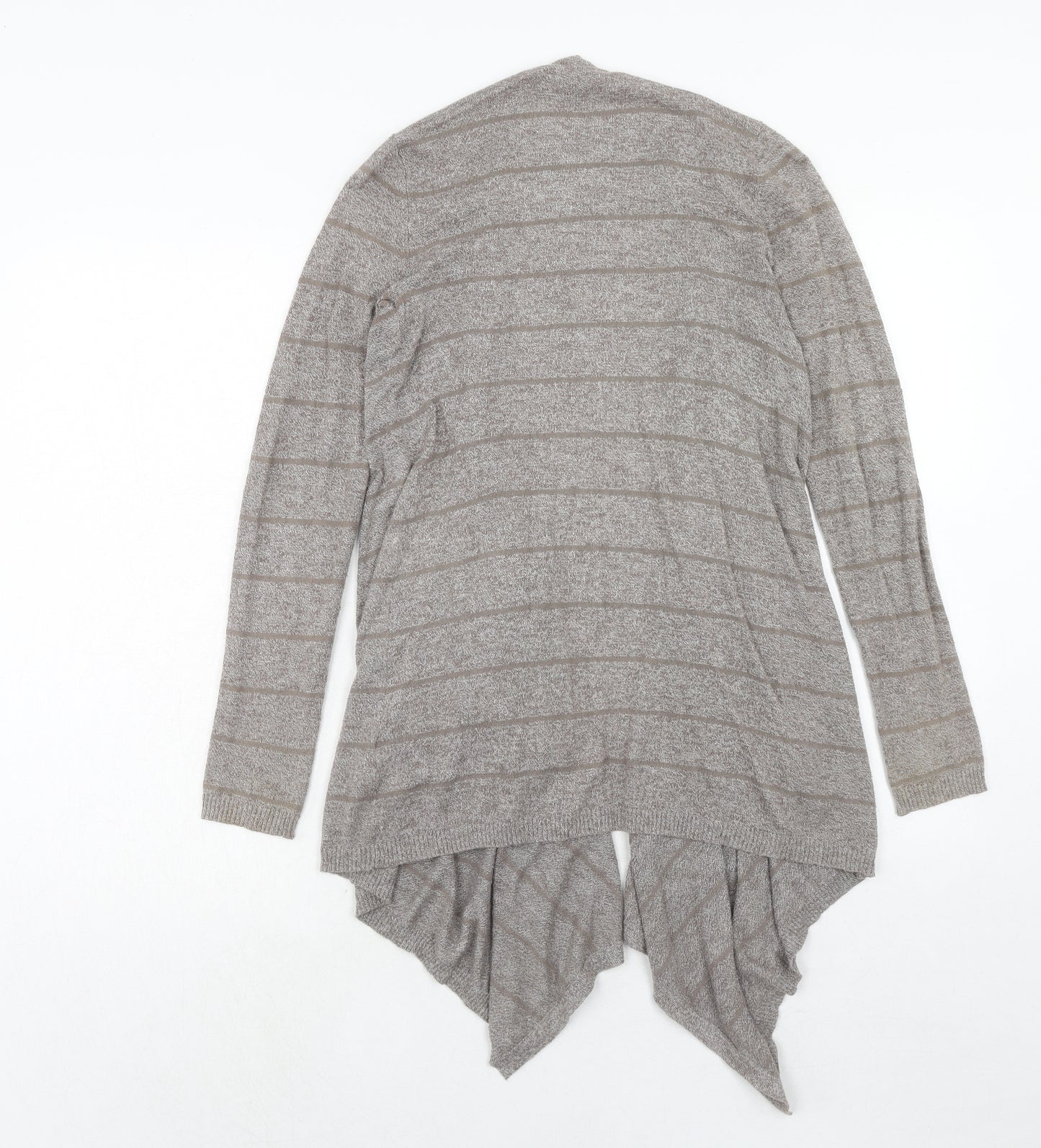 Fat Face Womens Grey V-Neck Striped Cotton Cardigan Jumper Size 6