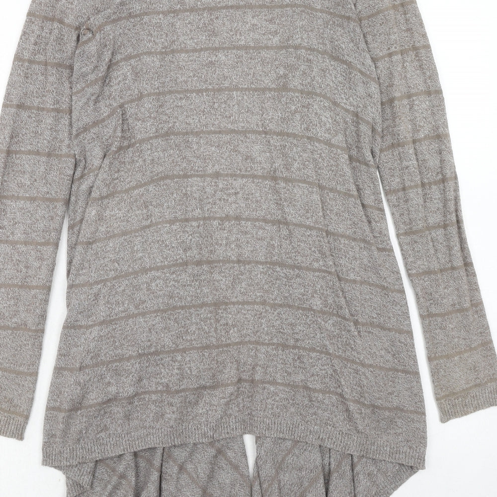 Fat Face Womens Grey V-Neck Striped Cotton Cardigan Jumper Size 6