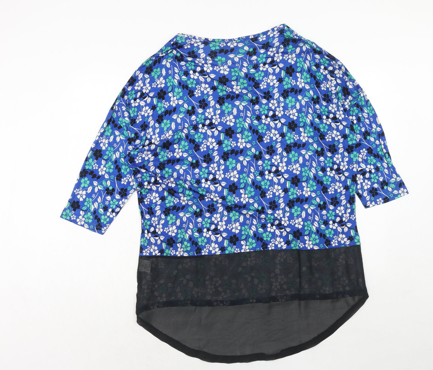 Original Womens Blue Geometric Viscose Basic T-Shirt Size 20 Round Neck