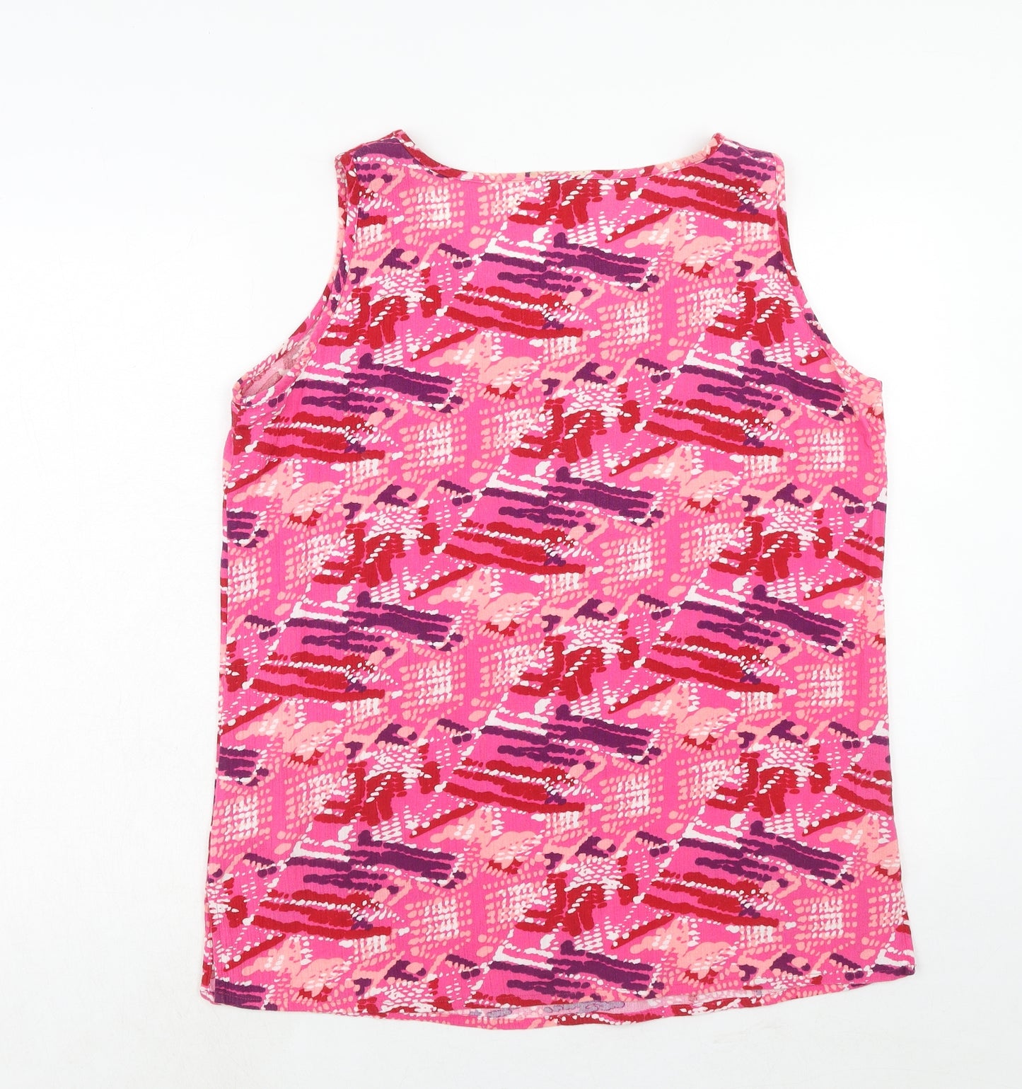 Damart Womens Pink Geometric Cotton Basic Tank Size 18 Round Neck